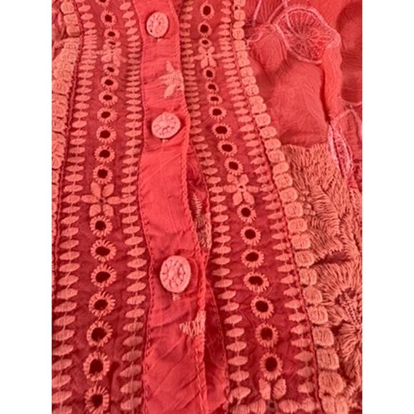 "Johhny Was" Serene Ryder Blouse, Passion Fruit ,SZ S ,Embroidered, Whimsy, Boho - Picture 9 of 13